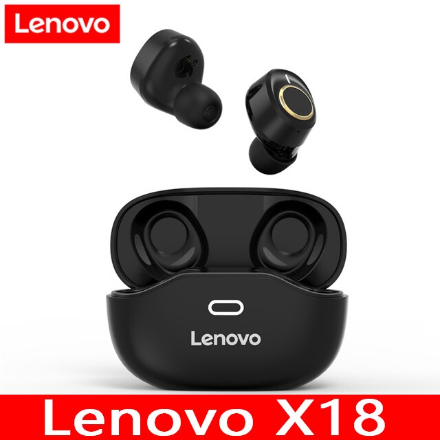 Lenovo X18 TWS écouteur sans fil Bluetooth 5.0 Super léger bouchon d'oreille longue batterie touches tactiles casque anti-transpiration sport écouteurs: X18 black
