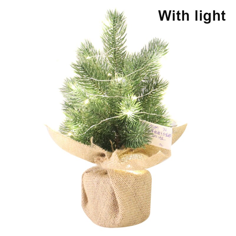 14 Inch Pine Handmade Christmas Tree with Burlap Base Mini Pine Christmas Tree: b