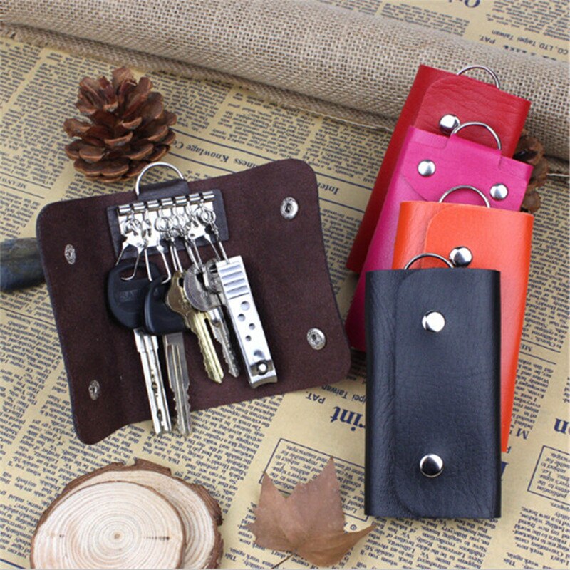 Keychain Organizer Leder Schnalle Schlüssel Brieftasche Auto Keychain Frauen Männer Schlüssel fallen Brieftasche