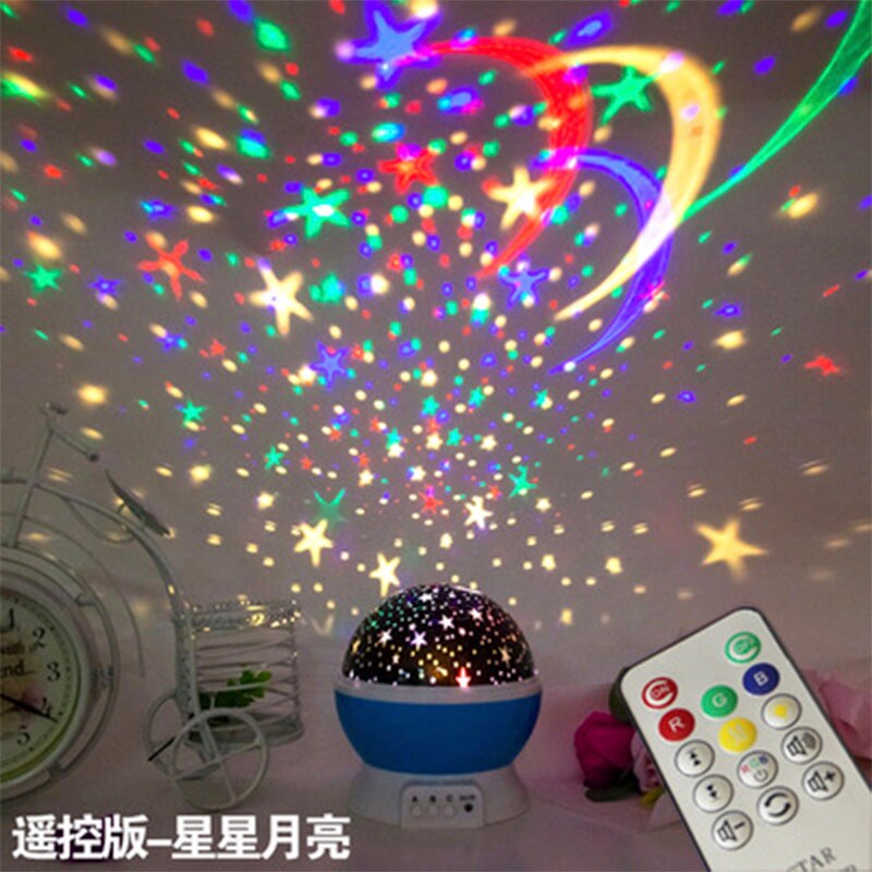 Novelty LED rotating star projector lighting moon sky baby night sleep light music rotating projection lamp luminous toy: A