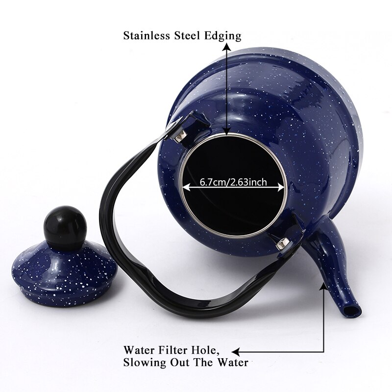 1.0L Reinem Blau Wasserkocher Kurze Emaille Blume Wasserkocher Verwendet Auf Elektromagnetische Herd/Gasherd/Elektronische Rohr Hea