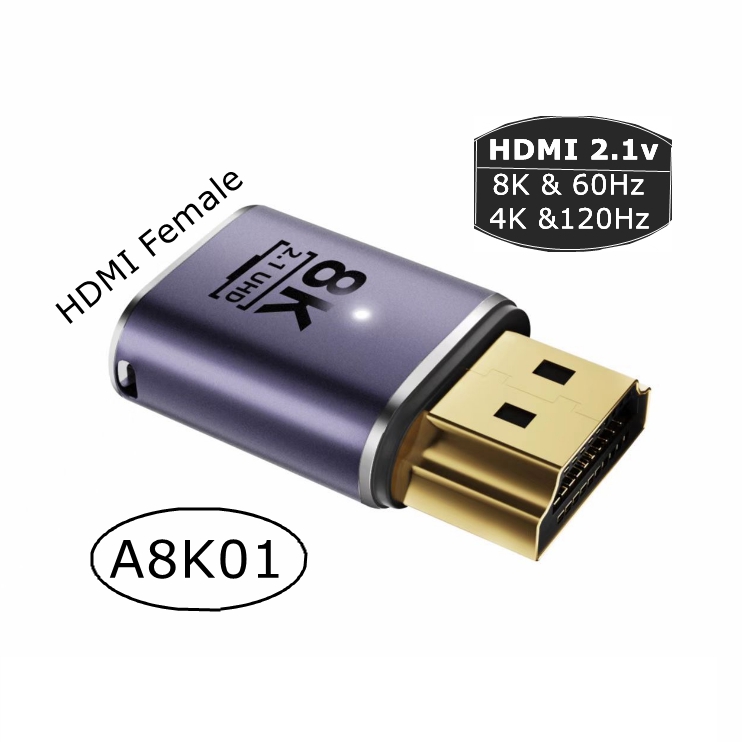 Adaptador UHD 8K 48Gbps HDMI 2,1 V en forma de U, ángulo recto de 90 270 grados, Mini Micro HD macho a conector hembra Compatible con HDMI: Marfíl