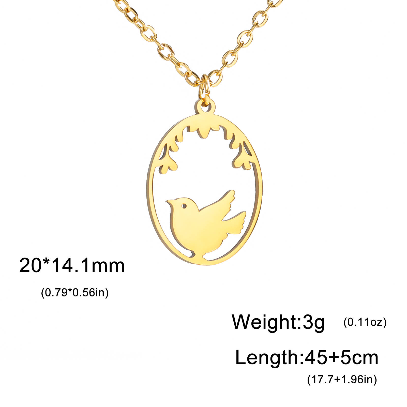 Roestvrijstalen Holle Ellips Dieren Hangers Ketting Meisjes Mode Schattige Konijn Vogels Serie Ketting Ketting Sieraden Voor Vrouwen: Black Gun Plated