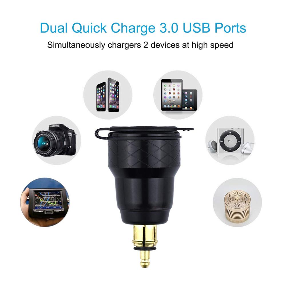 iMESTOU Aluminium Hella Power Plug Charger Naar Type C en Snelle Charge USB 3.0 Motorfiets DIN Adapter Waterdicht voor 12V-24V Aansluiting/BMW Ducati Triumph