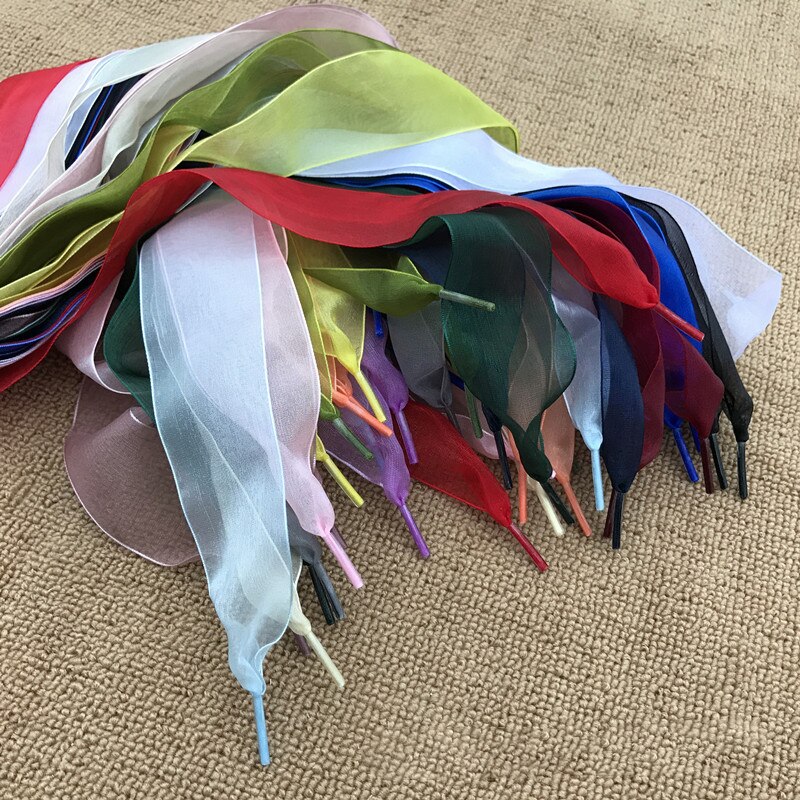 1 Paar 110Cm Mode Shoestrings Vrouwen Schoenveters Platte Zijde Satijn Lint Veters Sneakers Sport Schoenen Kant Boog
