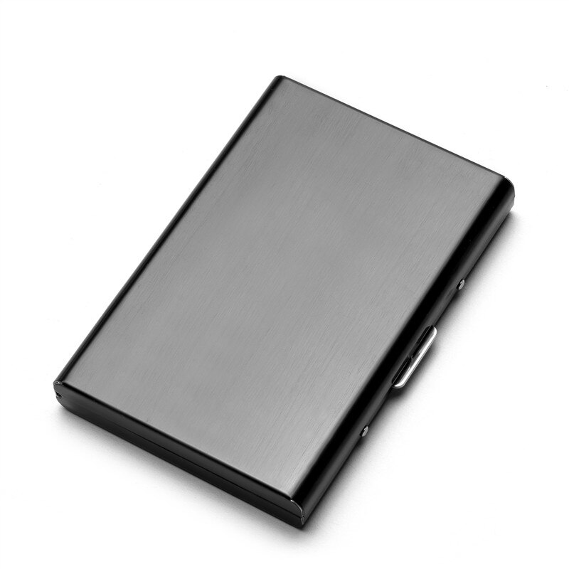 Bycobecy Slim Wallets Card Holders Metal Box Business Multi Purses Silver Credit Card Holder: Black WDCC12