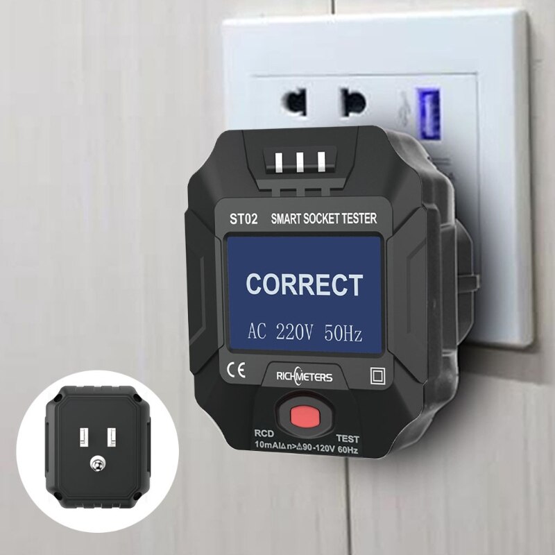110V-250V Smart Socket Tester, Digital Voltage and Frequency Detect Tool, Electric Circuit Detector - EU/US/UK Plug to Choose: US