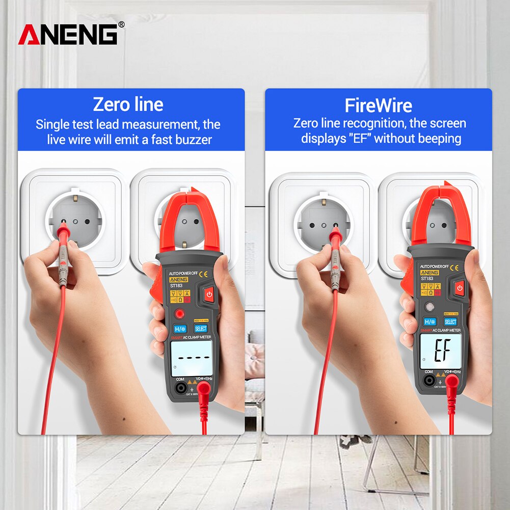 ANENG ST183 True RMS Digital Clamp Multimeter AC/DC Voltage Current Meter