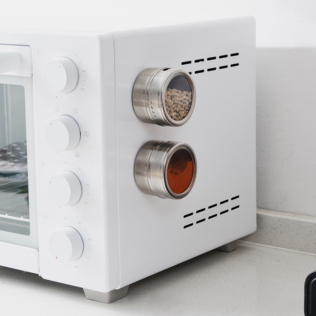 Magnetic Spice Can Set With Stickers Stainless Steel Spice Tins Spice Storage Container Pepper Seasoning Sprays Tools Spice Jar