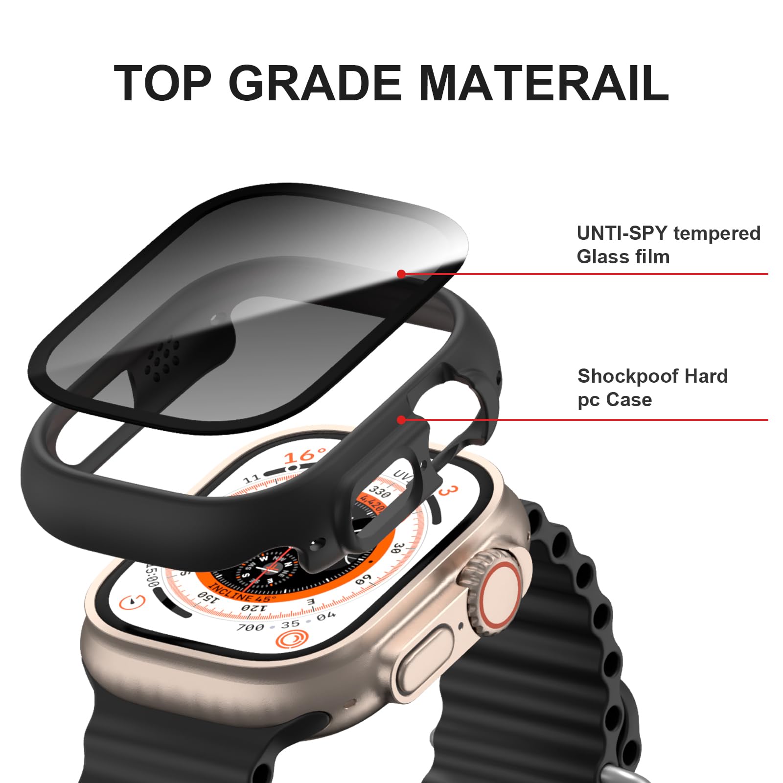 Screen Protector Voor Apple Watch Ultra 2 Case 49Mm Anti-Spy Gehard Glas Cover Iwatch Serie 9 8 Se 7 6 5 4 44Mm 40Mm 45Mm 41Mm