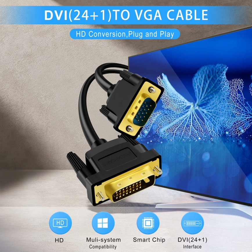 DVI til VGA Kabel DVI-D 24+1 til VGA Adapter 1.5M/2M/3M HD 1080P Han til Han til PC Laptop HDTV Projektor