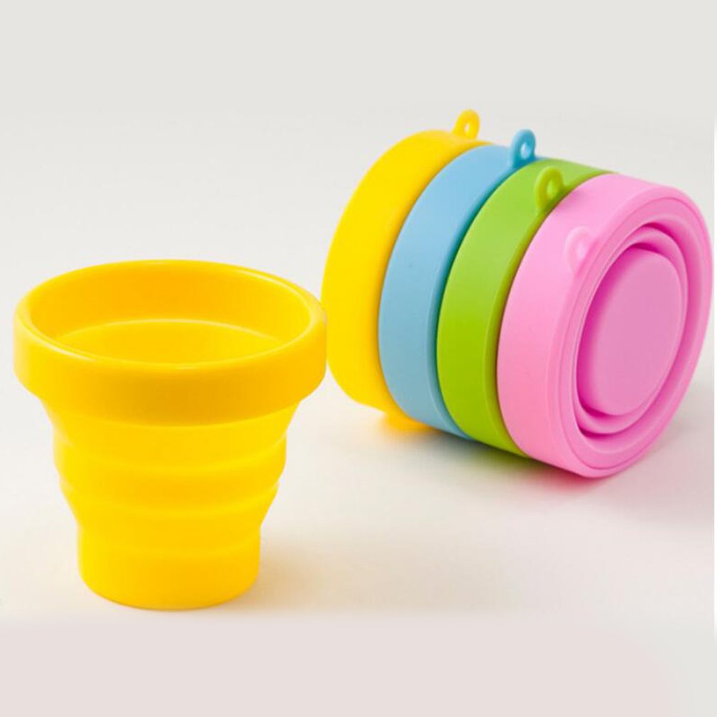 Gobelet pliable rétractable en Silicone, Portable, 201-300ml, avec couvercle, télescopique, gobelet d'eau pour voyage en plein air, 1 pièce