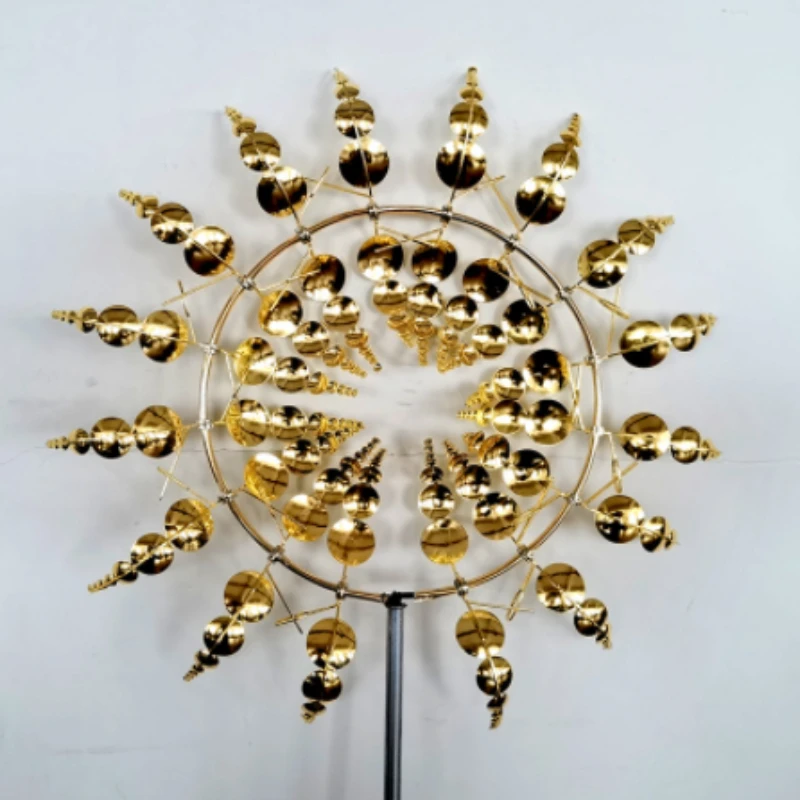 Unieke En Magische Metalen Windmolen 3D Wind Aangedreven Kinetische Sculptuur Gazon Metalen Wind Solar Spinners Erf En Tuin Decor: Army Green