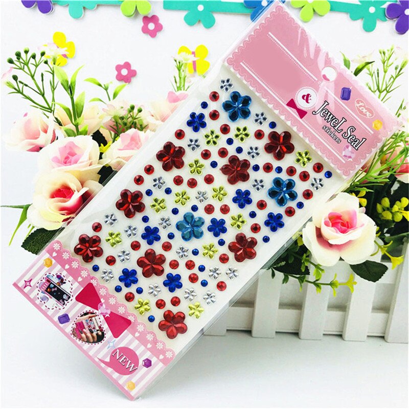Strass bande Scrapbooking autocollant auto-adhésif paillettes fleur cristal gemmes bijou diamant autocollant couleur envoyé au hasard