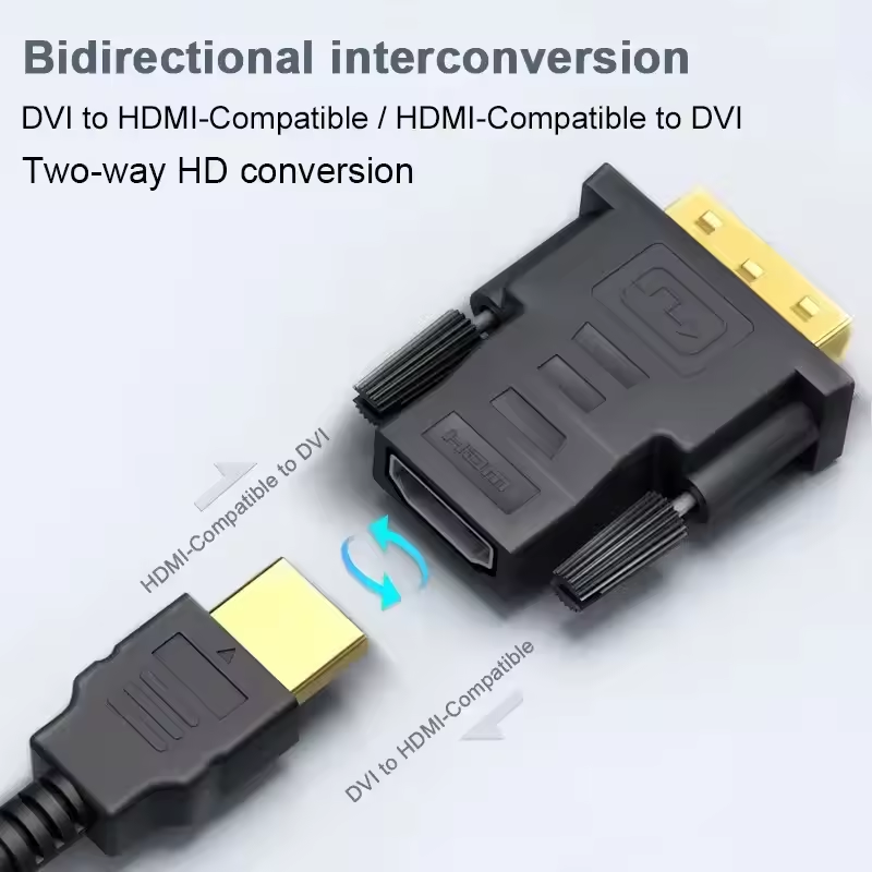DVI to HDMI Adapter DVI 24+1 to HDMI-Compatible DVI Male to HDMI-compatible Video Converter for HDTV PC Projector
