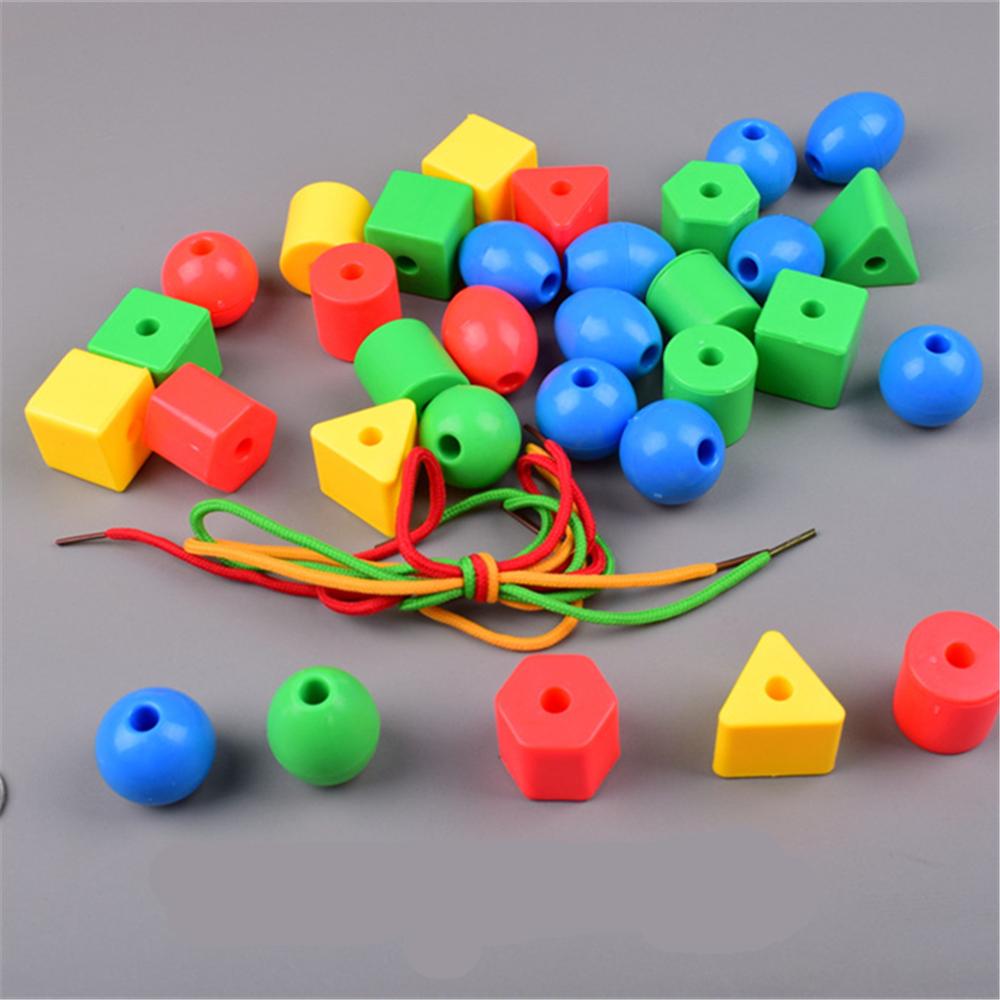 Preescolar, cuentas de cordones grandes para niños, 70 cuentas de encordado con 4 cuerdas, manualidades para niños pequeños