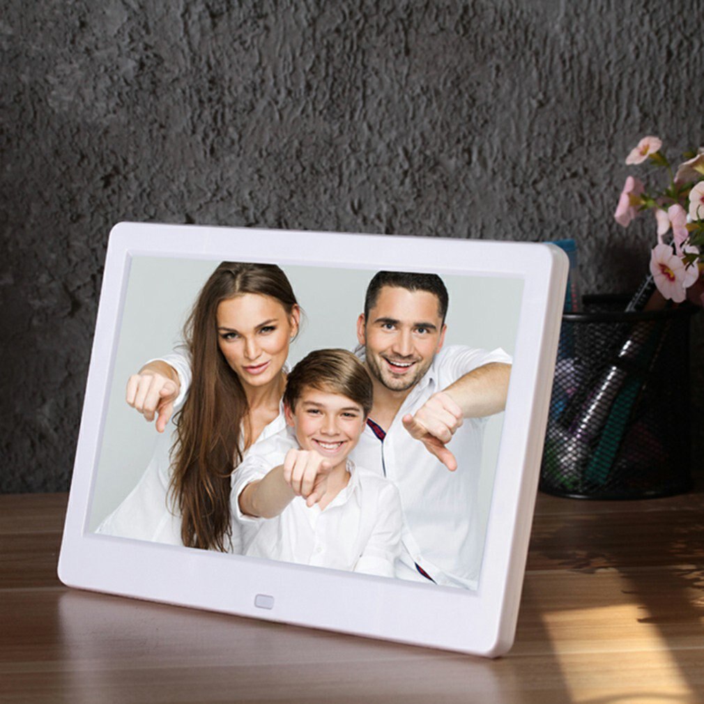 10 Inches Digital Photo Frame Multi-function Player Automatically Reflect Alarm Clock Clear Picture Frame: White UK
