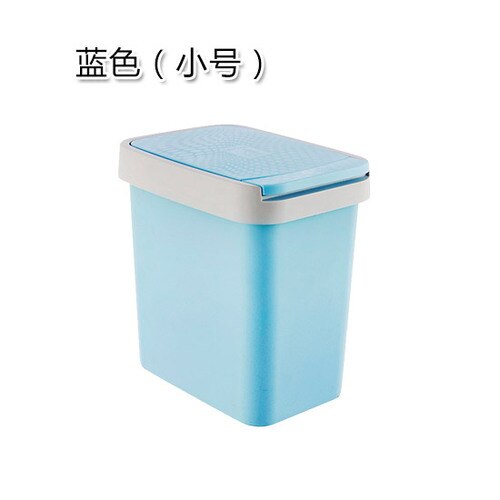 Rectangular trash can plastic press type with lid waste bin bedroom living room kitchen garbage bathroom paper basket mx7271056: Sky blue-S