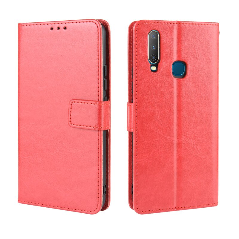 VIVO Y11 Case For VIVOY11 Case Wallet PU Leather Protective Phone Case On VIVO Y11 Y 11 Y12 Y15 Y17 VIVOY11 Case Flip Cover: VIVO Y17 / Red