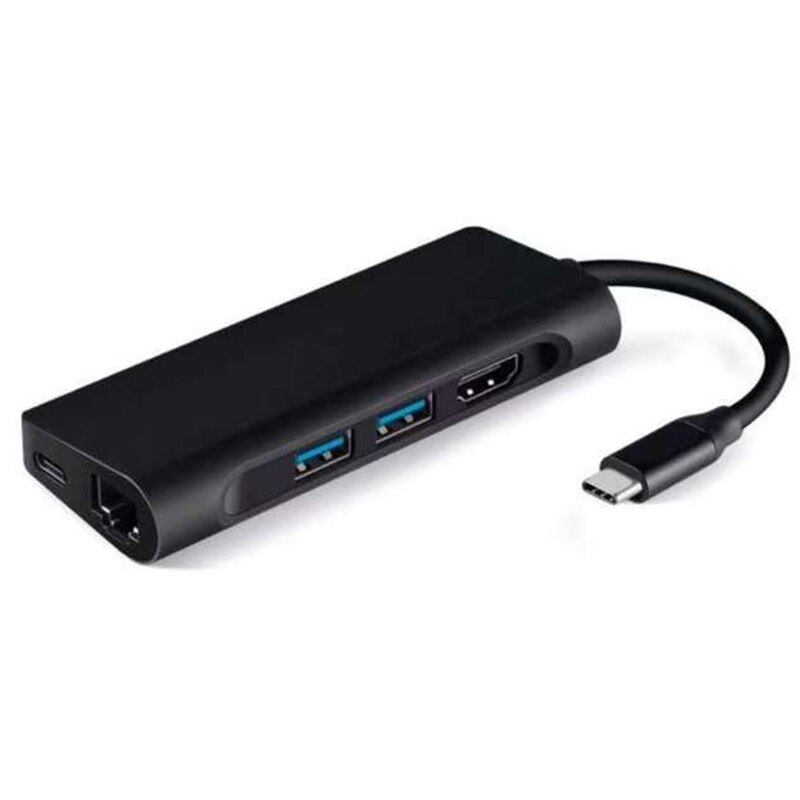 Fealushon USB Docking Bahnhof Alle-in-eins USB-C zu HDMI Leser RJ45 PD Adapter für MacBook Samsung Galaxis s9/S8/S8 + Typ C Hub: Schwarz