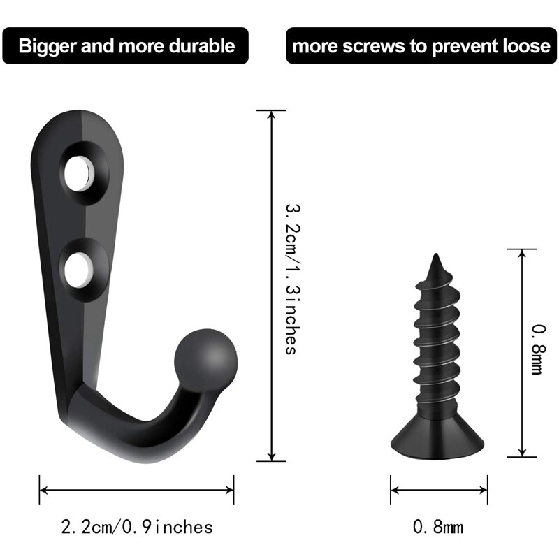 100 Pieces Of Double-Hole Wall Mounted Single Hook Robe Hook Coat Hook and 210 Pieces Of Screws for Hanging Key Hook