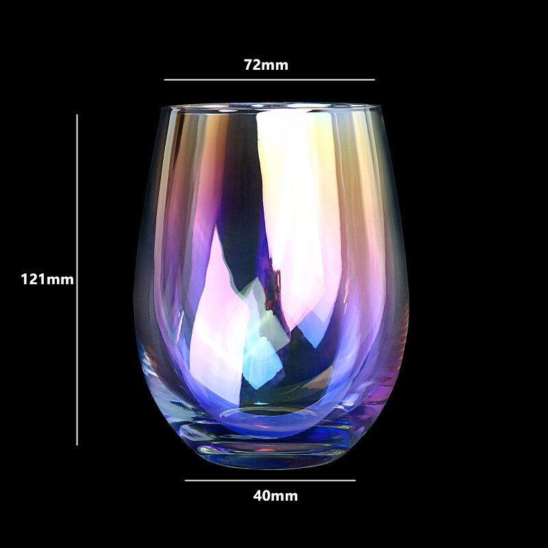 Rainbow Plating Goblet Wine Glass Crystal Cocktail Glasses Champagne Flute Brandy Glass Drinking Cup Stemless Egg Party Supplies: Stemless Egg Type