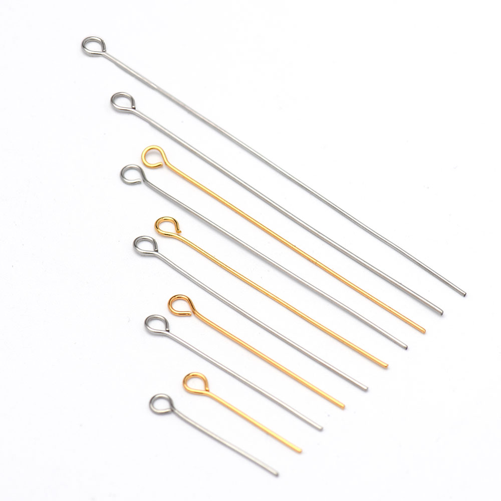 50-100pcs 23 Gauge 304 Stainless Steel Open Eyepins 20-70mm for DIY Jewelry Making