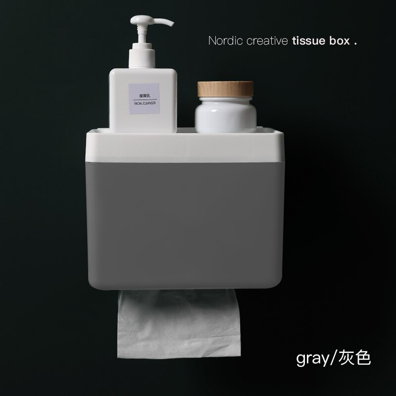 Hanging Multifunction Tissue Boxes Toilet Plastic Tissue Box Nordic Home Boite Mouchoir Bathroom Products DI50CZH: Gray