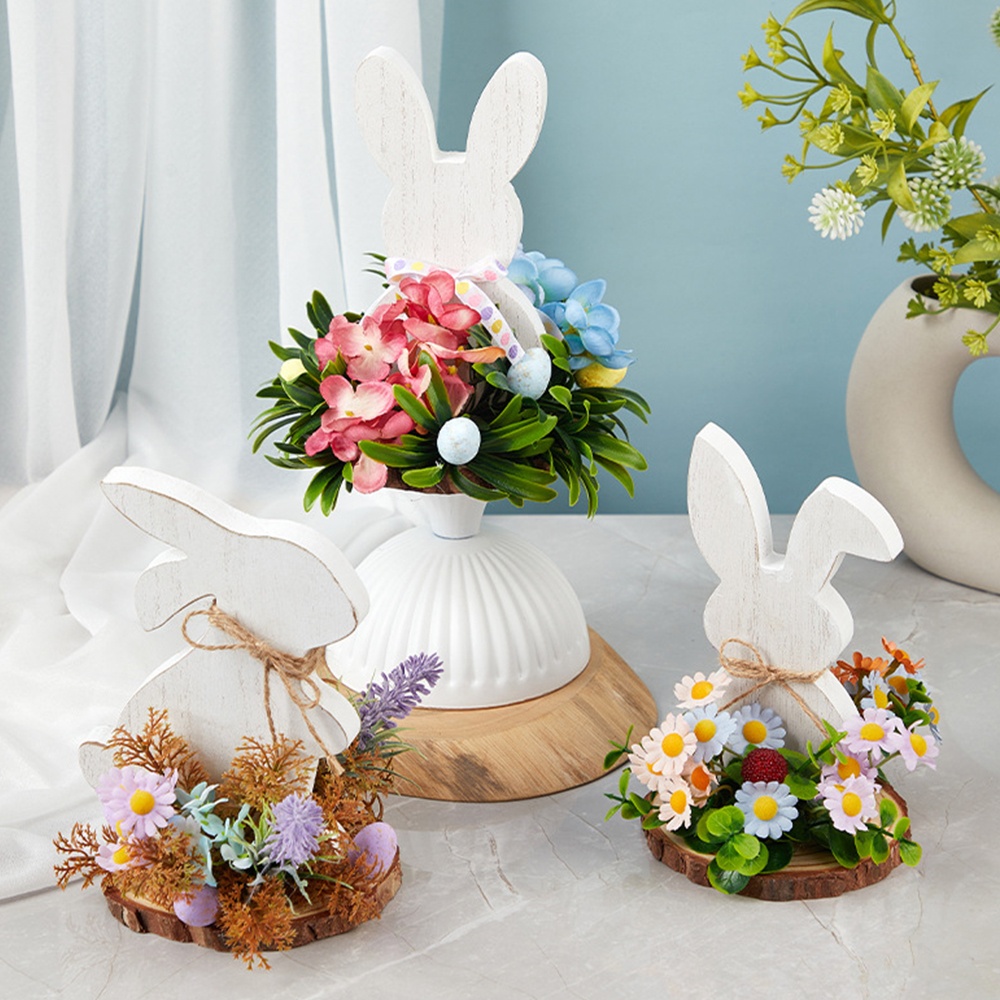 Påskepynt i tre barneaktiviteter festartikler til hjemmet stuen hvit påskedekorasjon med blomster bordplate barn