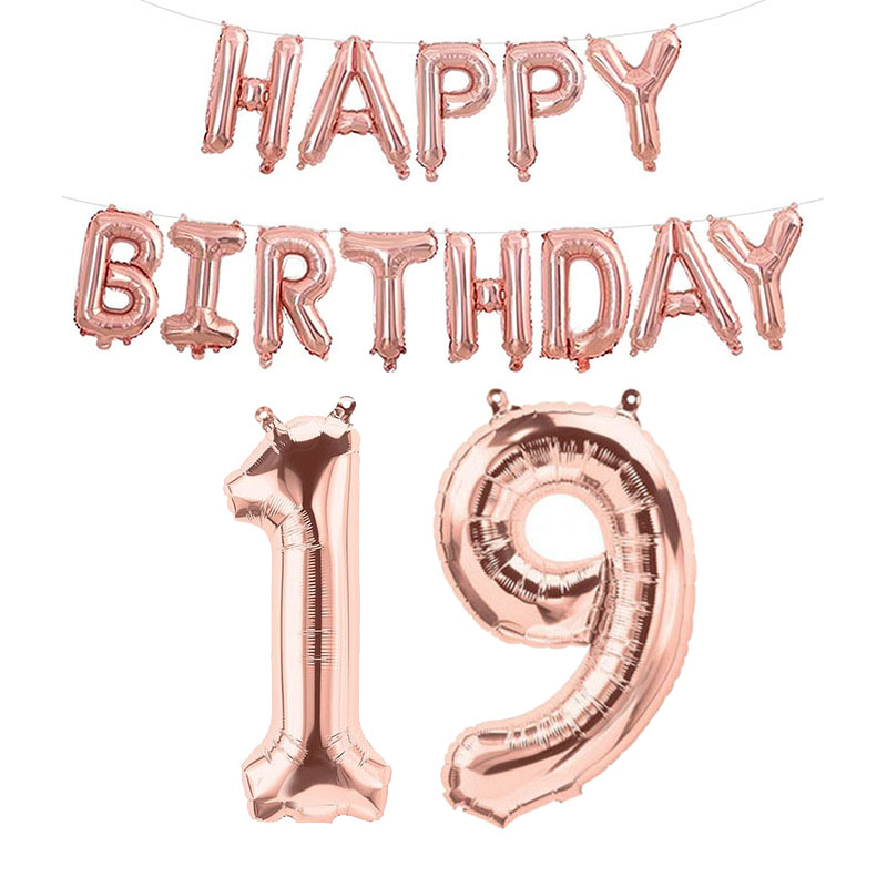 Globos de aluminio con números de feliz cumpleaños de oro rosa, decoraciones para fiestas para niños y adultos, niño y niña 10 11 14 15 18 25 30 35 40 50 60 70 años