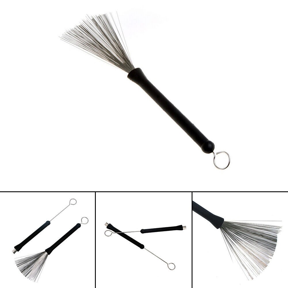 1Pcs Metal Wire Drum Brushes Cleaning Tool Portable Jazz Musical Retractable Sticks N66