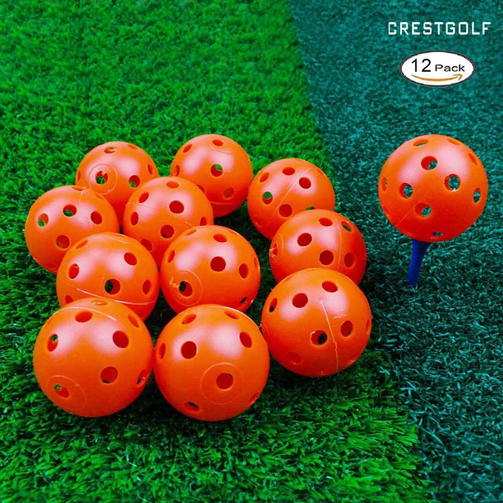 Lot de 12/50 balles d'entraînement de golf en plastique crestgolf – airflow 40mm balles de golf pour practice, entraînement au swing, usage domestique, jeux pour animaux: Orange pack de 12
