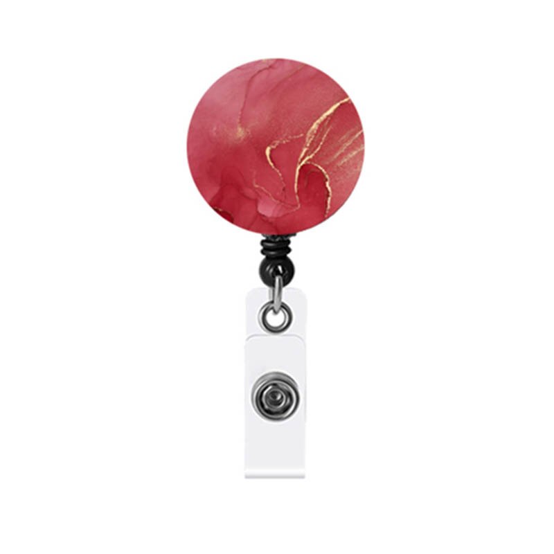Rood Marmer Verpleegkundige/Arts Badge Reel Badge Houder Clip Intrekbare Id Badge Houder Met 360 Roterende Alligator Clip: 6