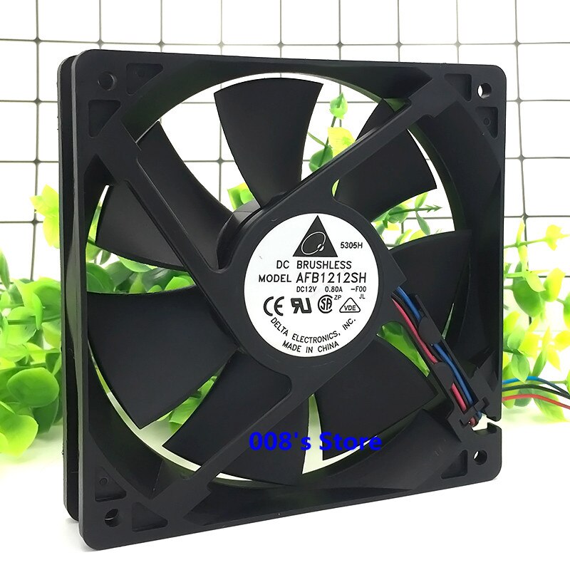 Cpu køler blæser til pc server afb 1212sh -f00 3 pins /-5 c 54 4 pins 120mm 120*120*25mm 12v 0.80a pwm køling 3400 rpm 113 cfm