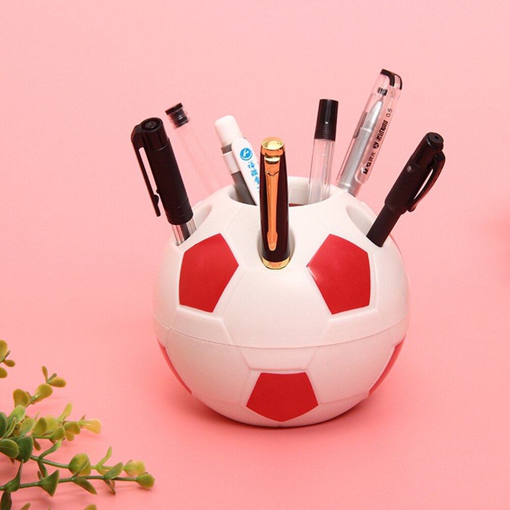 Football Shaped Pen Holder Plastic Pencil Storage Case Students Stationery Multifunctional Soccer Pen Holder