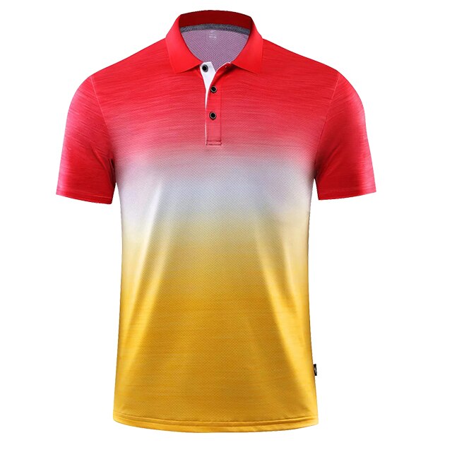 Män kvinnor kortärmade golfbordtennisskjortor löpning slim fit toppar t-shirts gym sportkläder badmintonskjorta kläder: Röd gul / Xxl