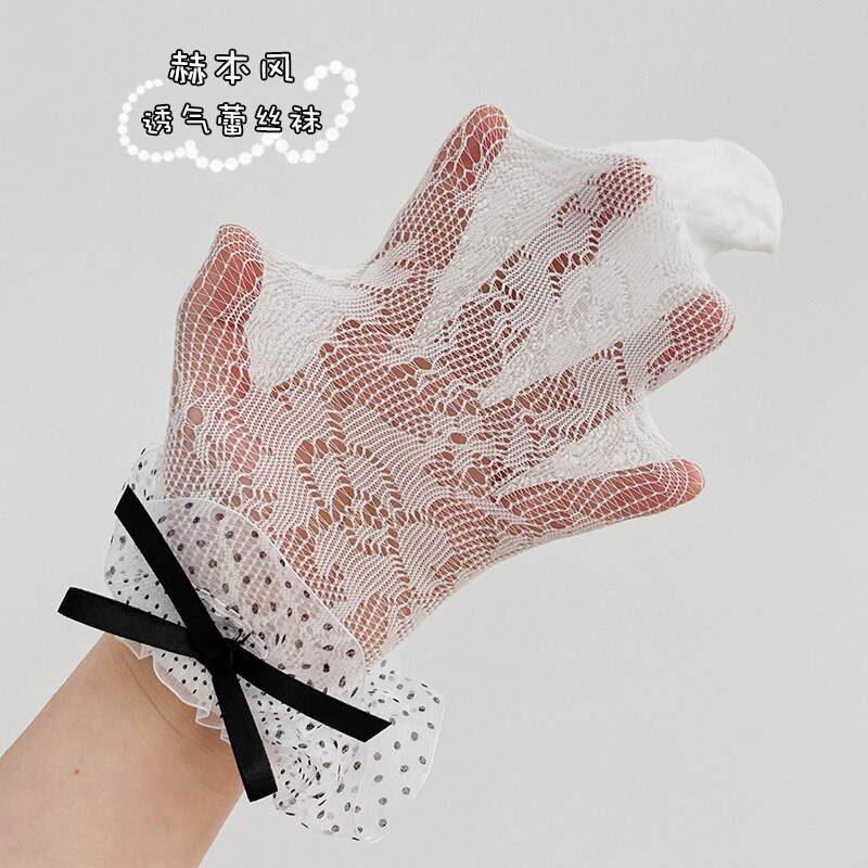 2022 New Spring Summer Girls calze al ginocchio calze a rete in pizzo per bambini Princess Bow Lolita Roll Socks tubo flessibile per studenti traspirante: 1209