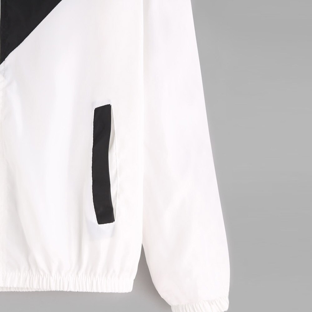 Plus size hættejakke sport-wear kvinder langærmet frakke patchwork tynd skinsuit lynlås lomme sport frakke kvindelig fritidsjakke