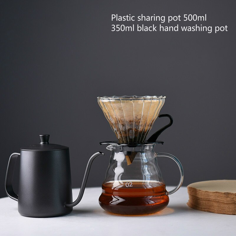 Juego de cafetera con filtro triangular V60, utensilio de punzonado manual para hacer té, caja de para el hogar, ideal para regalar a cafetería: 01 Two-piece suit