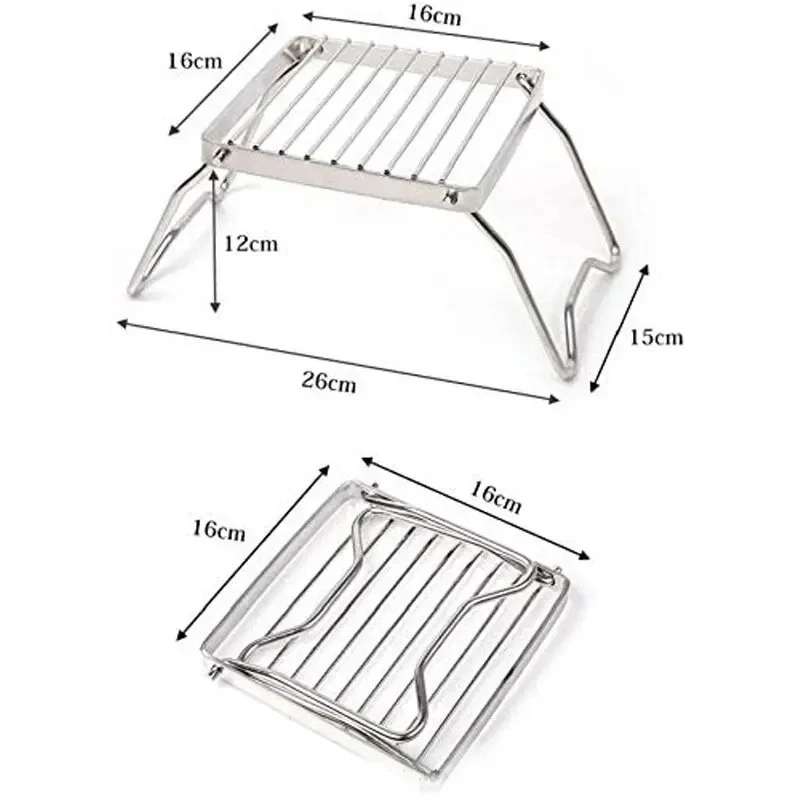 Outdoor Roestvrijstalen Kachelhouder Camping Draagbare Opvouwbare Mini Barbecue Rack Set Pot Houder Bakplaat
