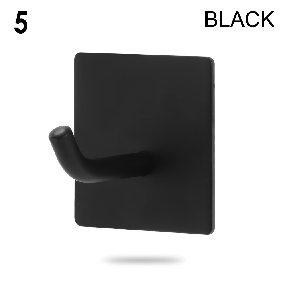 12 Styles Black Silver Hook Wall Towel Hook Stainless Steel Rustproof Strong sticky Hook Hanger for Bathroom Kitchen Hardware: black5