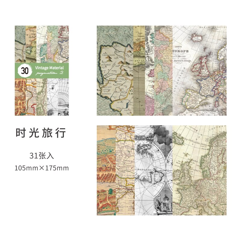 31 Uds tiempo y espacio Mark Series Material de fondo de papel de diario planificador Scrapbooking decorativo Vintage papel para manualidades DIY: B