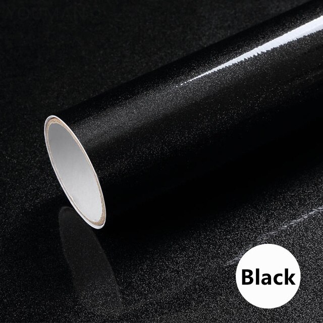 DIY Contact Paper Waterproof Self Adhesive Wallpaper Wardrobe Kitchen Cabinet Furniture Renovation Wall Stickers 60cm Width Film: Black