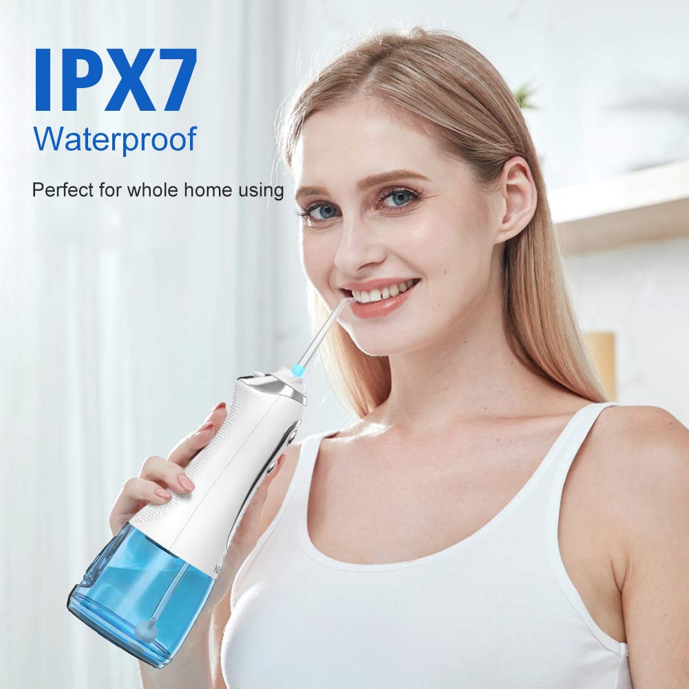 H2ofperte – irrigateur buccal, fil dentaire Portable, Rechargeable par USB, 5 Modes, nettoyeur de dents, 5 embouts et sac, 300ml