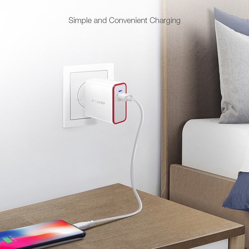 BlitzWolf 45W USB PD schnell aufladen Typ C Telefon Schnelle Ladung Zauberstab Ladegerät EU Stecker Für iPhone 12 Mini Profi Max 11 Profi Max/iPad Profi