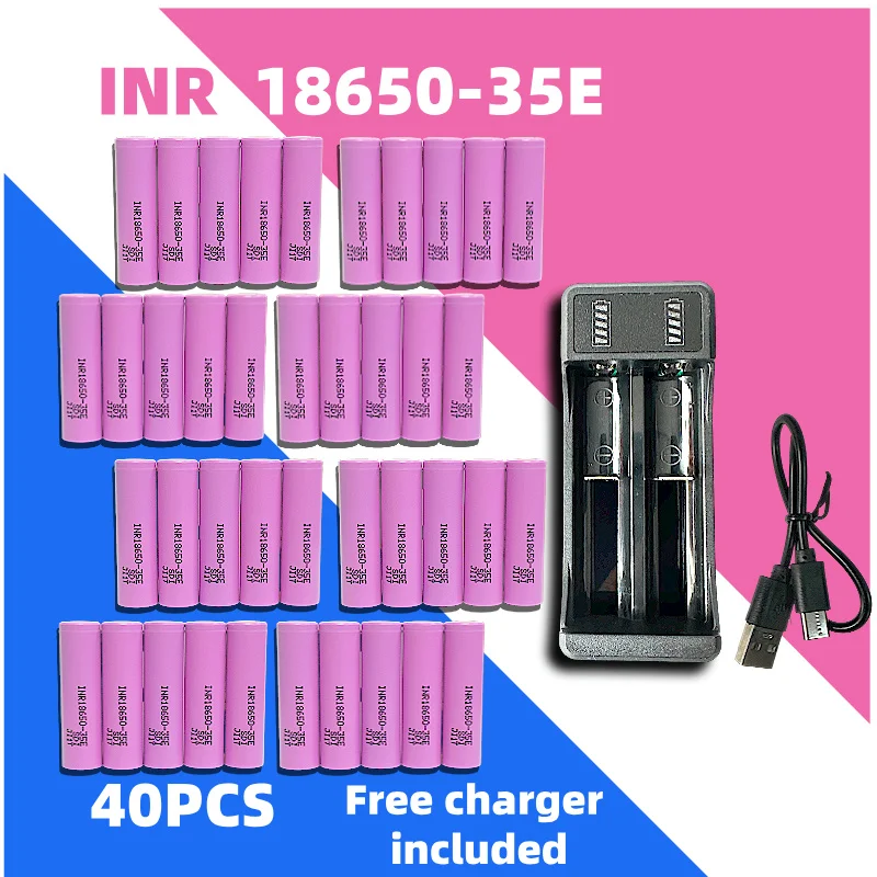 100% Original for 18650 3500mAh 25A Discharge INR18650 35E 3500mAh Li-ion 3.7v Rechargable Battery 18650 Battery