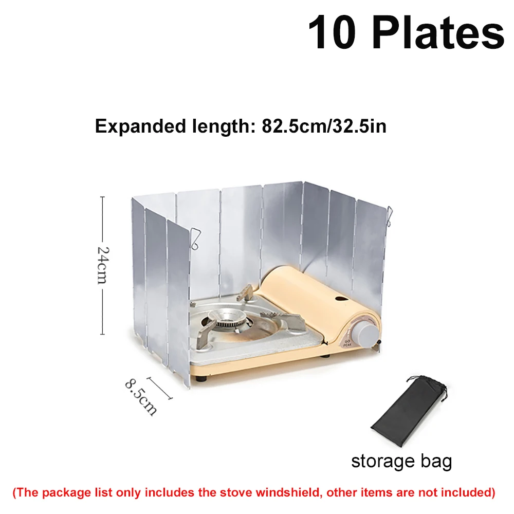 8/10Plates Stove windscreen Ultralight Foldable Gas Stove Windshield Outdoor Camping Cooking Burner Windproof Screen Wind Shield: WHITE