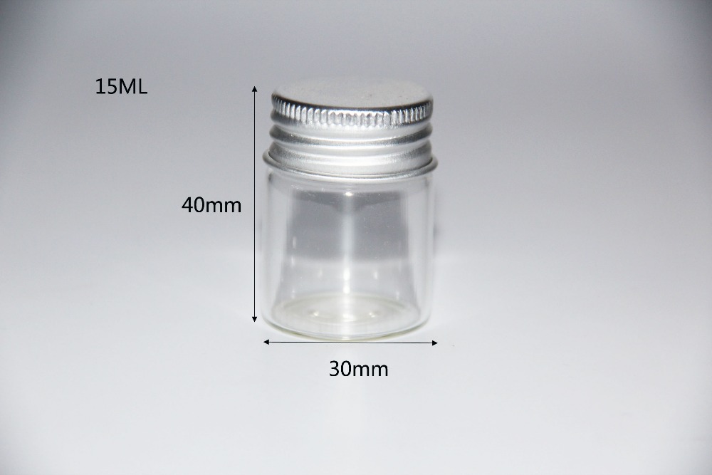 Frascos de vidrio transparentes con tapa de rosca para decoración de boda, frascos de Perfume para alimentos, 10ml, 15ml, 20ml, 25ml, 30ml, 40ml, 50ml, 60ml, 50 Uds.: 30 40mm 15ml