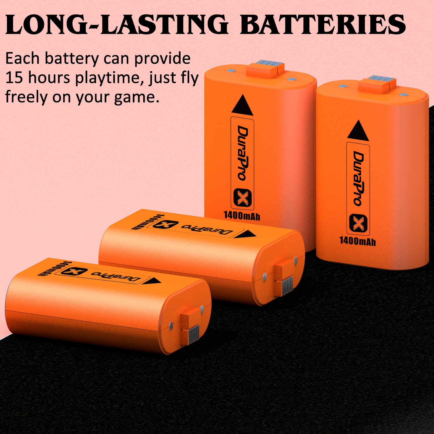 2pcs 1400mAh Orange Battery Pack for Xbox Series X/S/Xbox One S/X/Xbox One Wireless Controller Battery