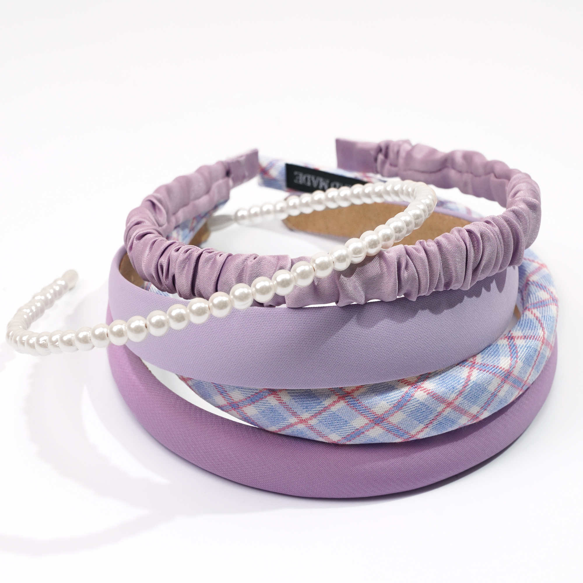 Diademas elegantes para mujer y niña, aro de cabeza de ala ancha, perlas de imitación decorativas, accesorios para el cabello de , 5 unidades por juego: Lavanda